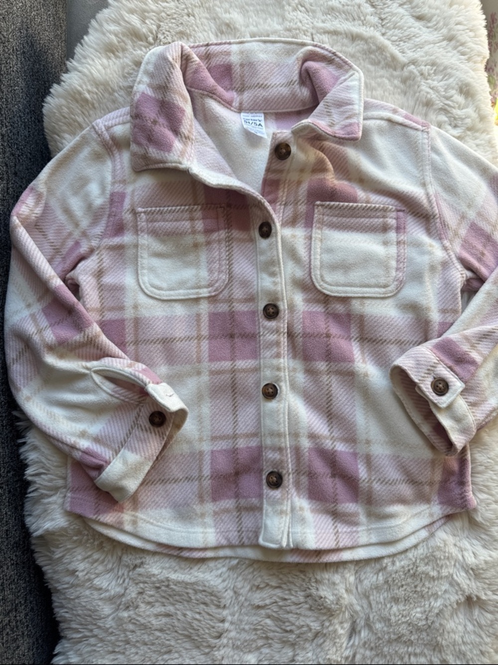 Carters 5T Cozy Pink Plaid Shacket